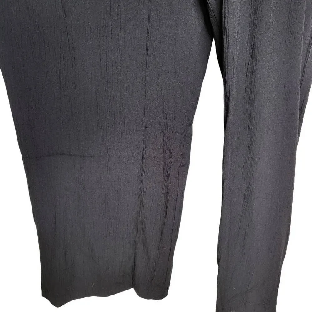 Meghan LA Wonderland Jumpsuit Wide Leg Surplice V-Neck in Black Size XXXL
